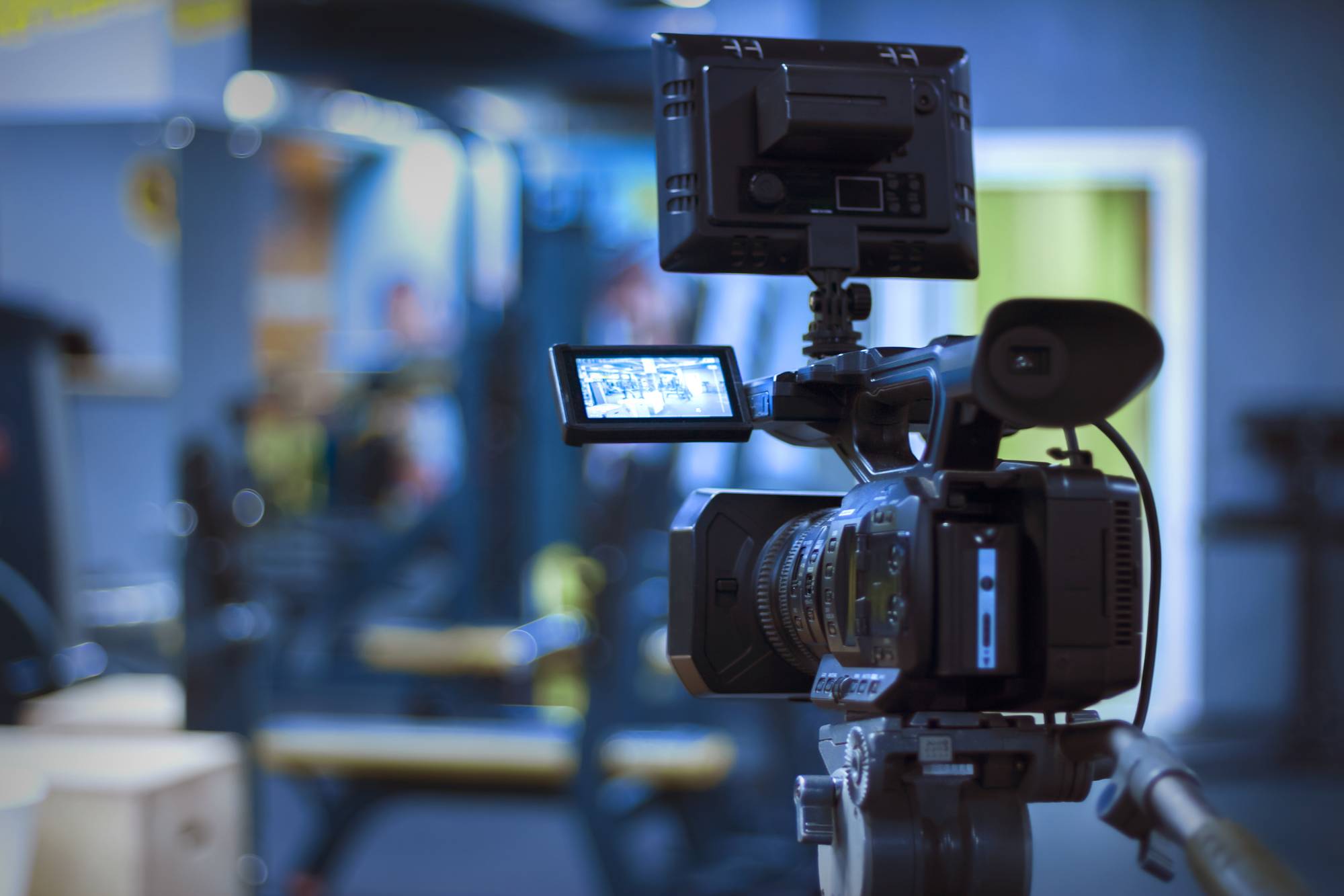video camera on a tripod